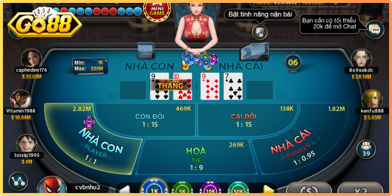 Quy tắc phân định thắng thua khi tham gia chơi baccarat Go88