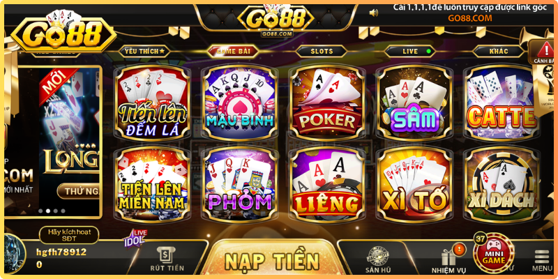 Giới Thiệu Go88 - Cổng Game Bài Đổi Thưởng Uy Tín Châu Á 2 Go88 có giao diện và web tối giản, tối ưu trải nghiệm cho người dùng
