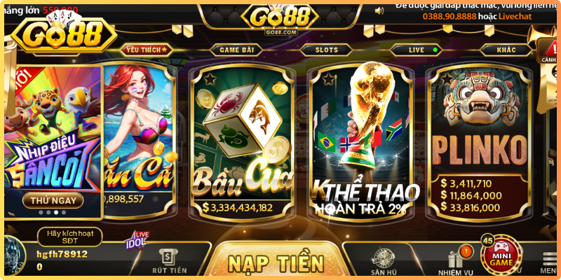 Khuyến mãi Go88 mang đến hàng loạt ưu đãi cực khủng cho game thủ