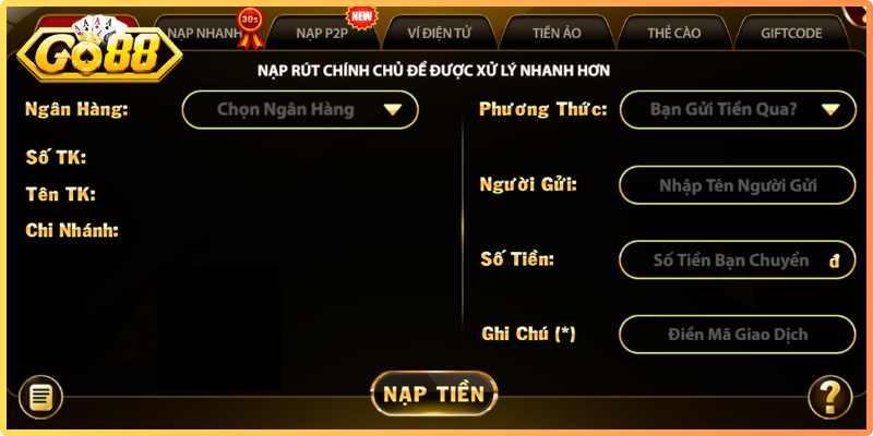 Những lưu ý quan trọng khi nạp tiền Go88 để tránh lỗi